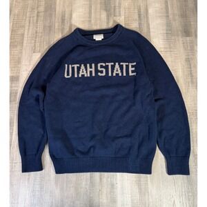 Hillflint Utah State Aggies Sweater Navy Blue Knit Collegiate Crewneck Large